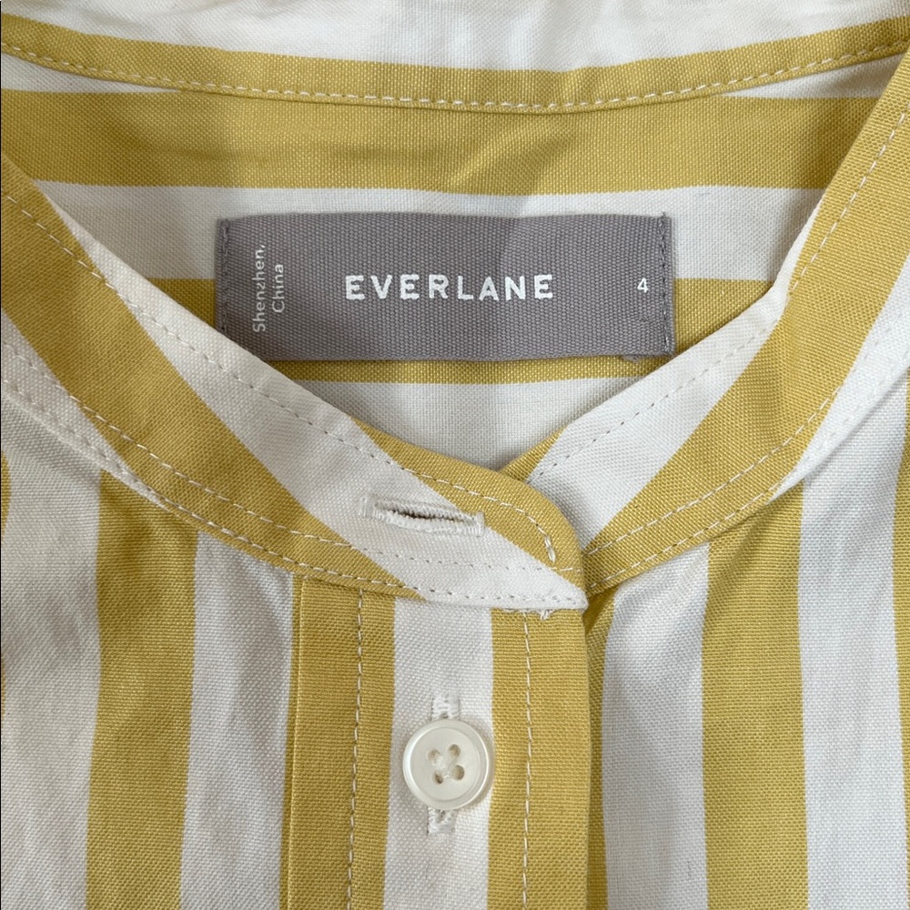 Everlane Cotton Popover Striped Midi Shirt Dress Size 4 Preppy Boxy Office - Picture 11 of 12